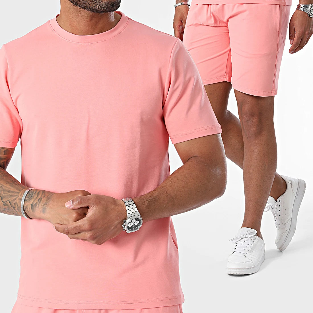 Ensemble Oversize T-shirt et Short Rose