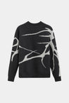 Pull gris col rond abstrait