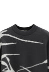 Pull gris col rond abstrait