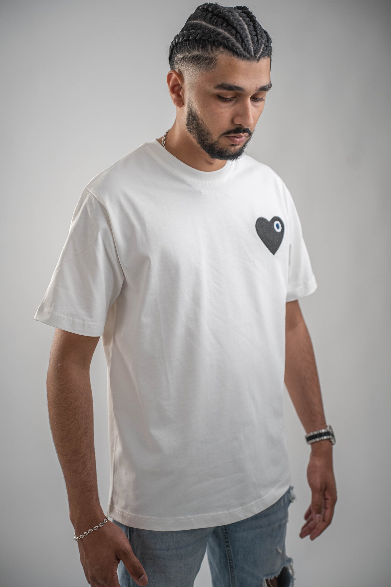 T-shirt Blanc Coeur Noir