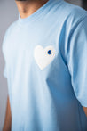 T-shirt Bleu Coeur Blanc