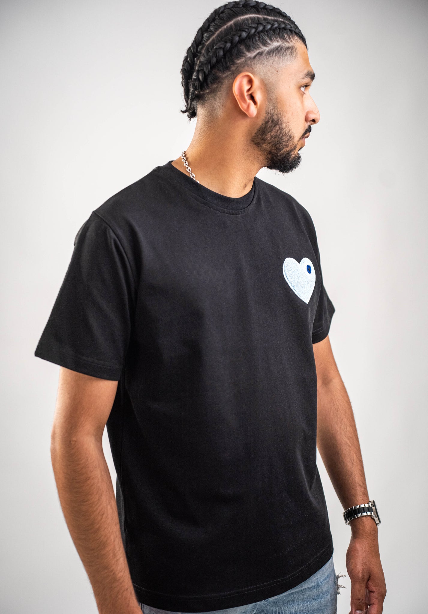 T-shirt Noir Coeur Bleu