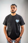 T-shirt Noir Coeur Bleu